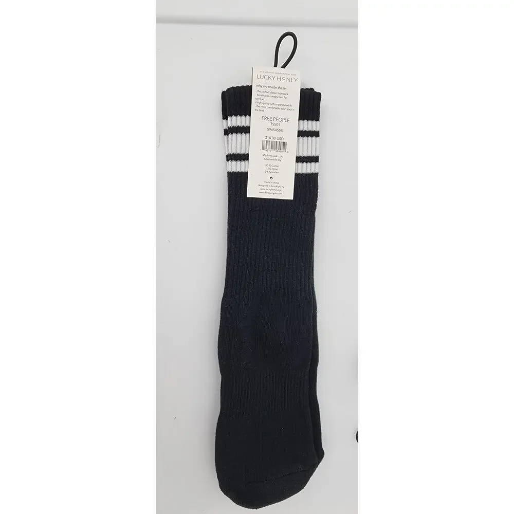 New NWT Free People‎ Movements X Lucky Honey Black Tube Socks